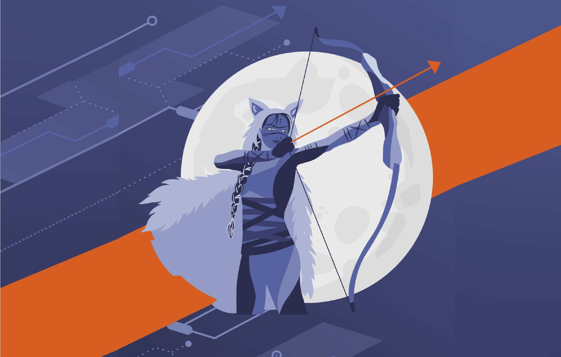 SKADI Logo character in blue and orange